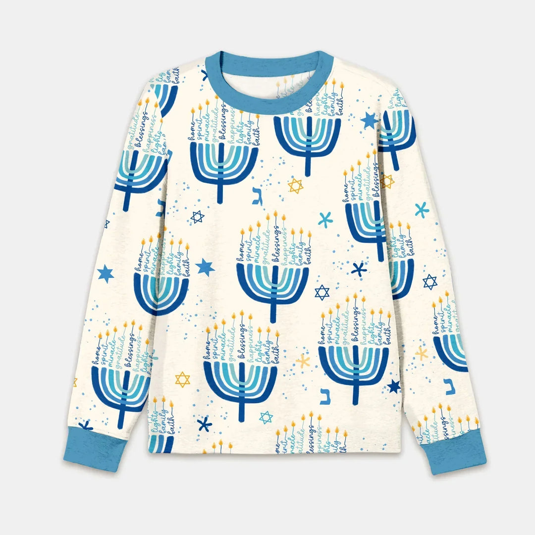 Hannukkah Menorah Family Matching Men's Pajama Set , Hannukkah Menorah Family Matching Men's Pajama Set - Only Shirt / XS