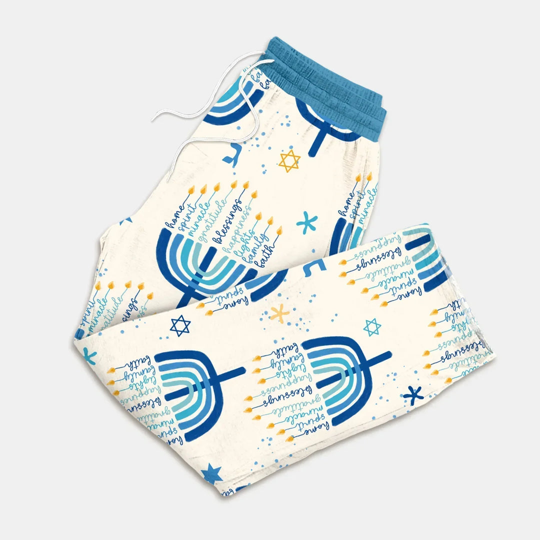 Hannukkah Menorah Family Matching Men's Pajama Set , Hannukkah Menorah Family Matching Men's Pajama Set - Only Shirt / XS
