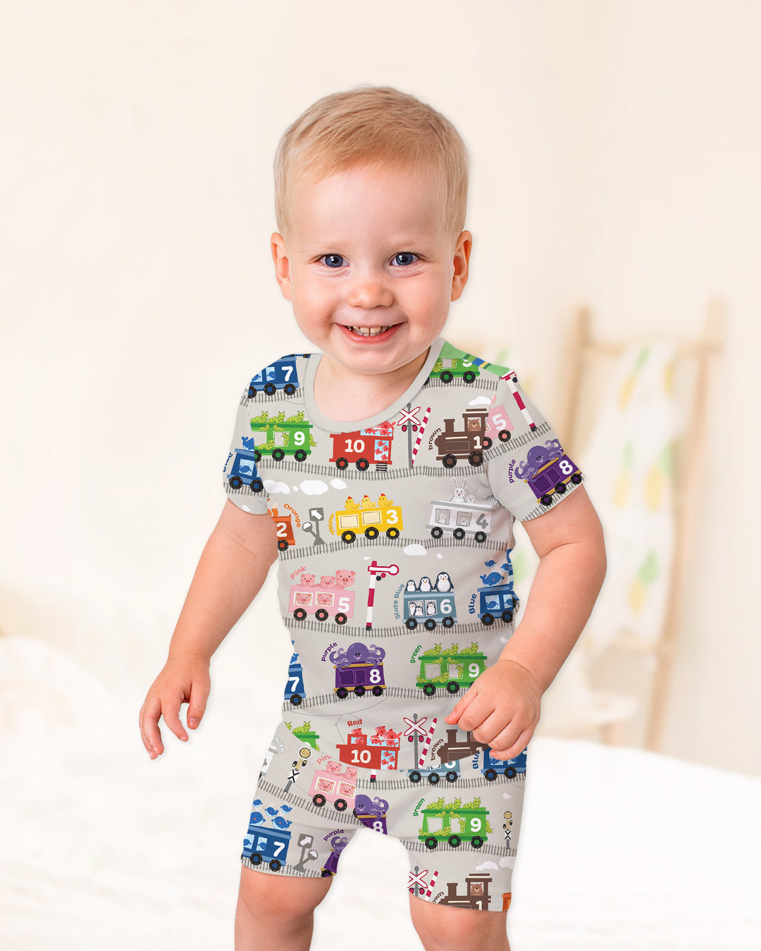 Template Bamboo Two Piece Short Sleeve Shorts Pyjamas Set