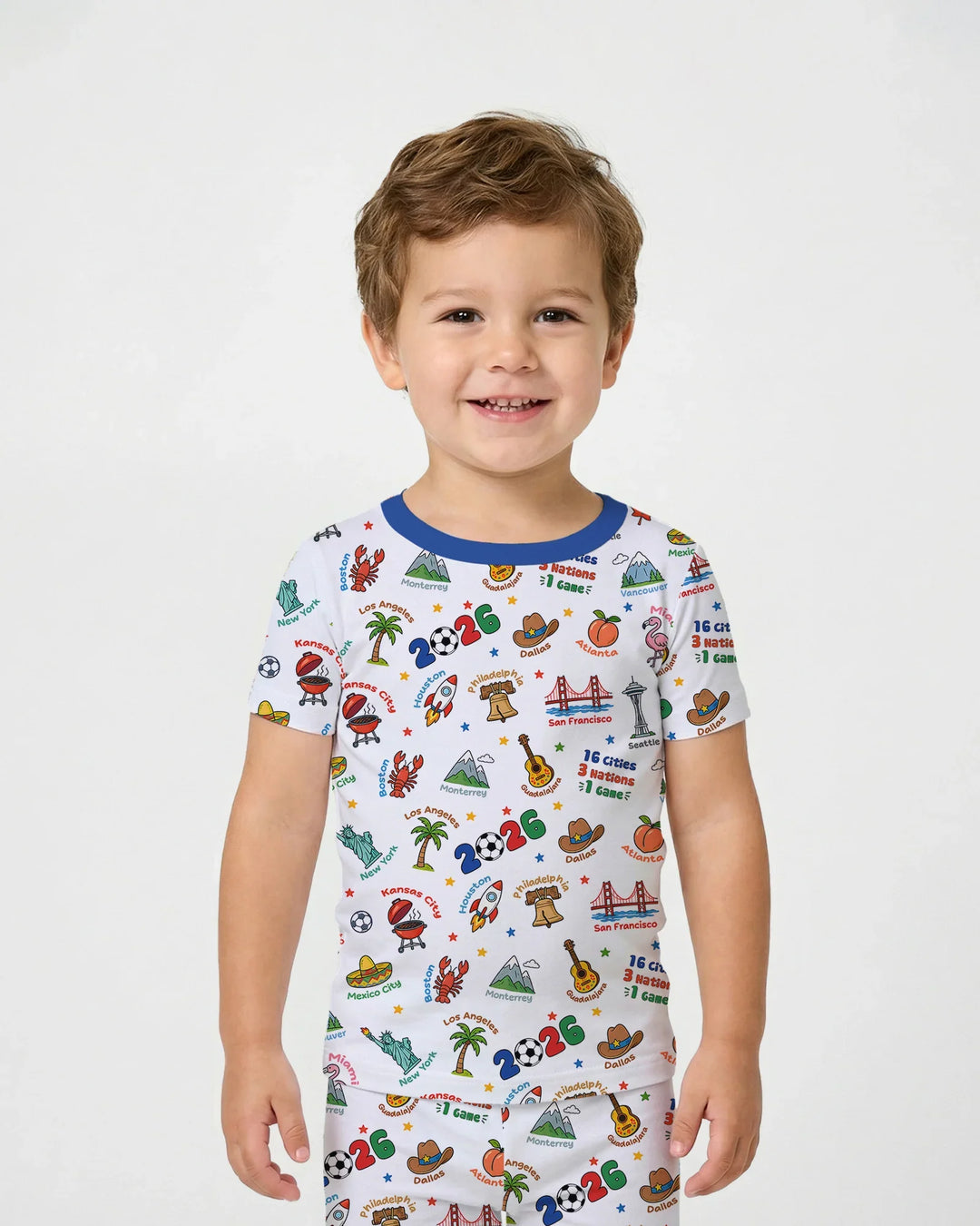 Soccer Cup Host Cities 2026 Bamboo Two Piece Short Sleeve Pajama Set