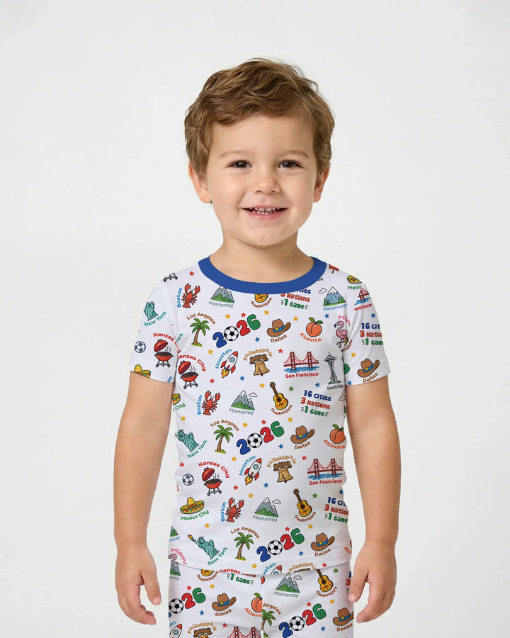 Soccer Cup Host Cities 2026 Bamboo Two Piece Short Sleeve Pajama Set
