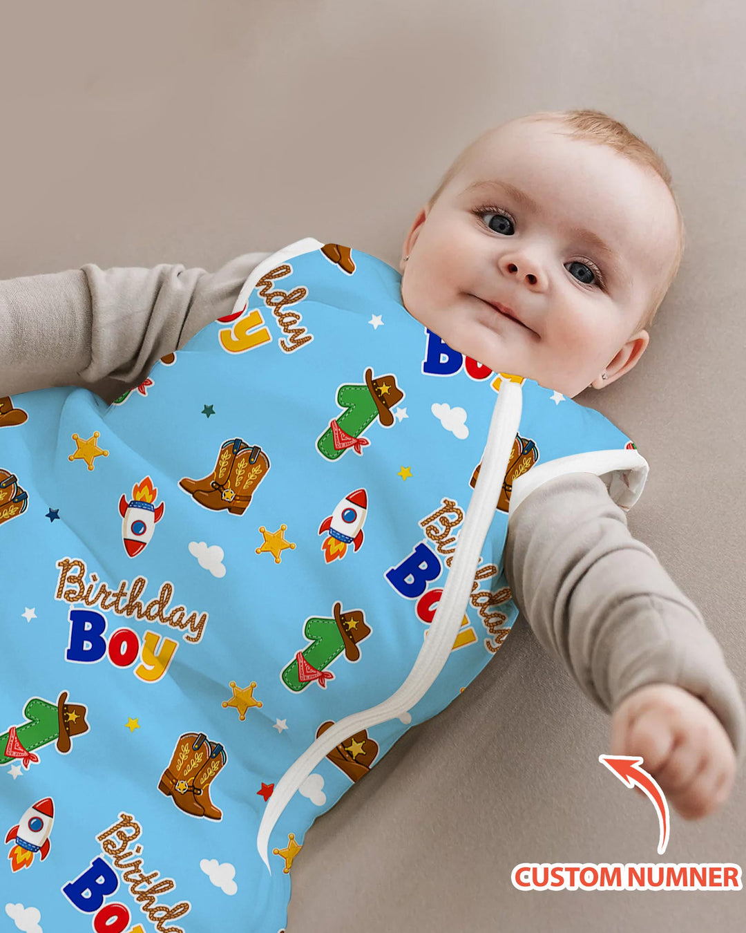 Custom Birthday Western Boy Bamboo Sleep Bag