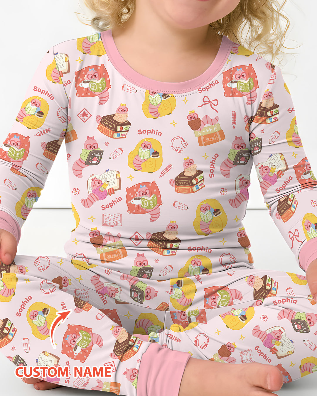 Little Book Worm Family Matching Bamboo Two Piece Long Sleeve Pajama Set