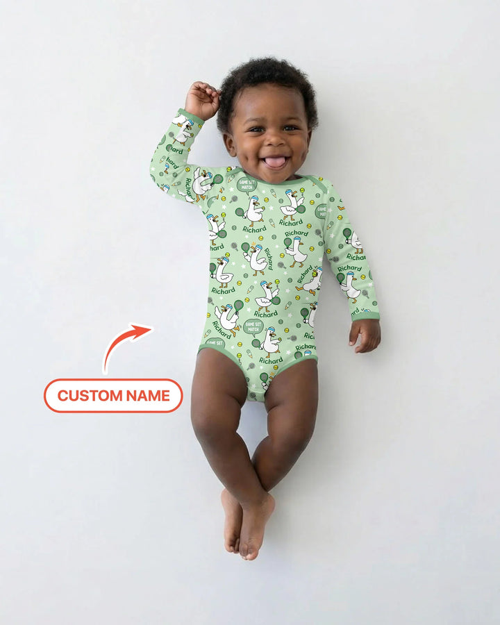 Silly Goose Playing Tennis Bamboo Bodysuit