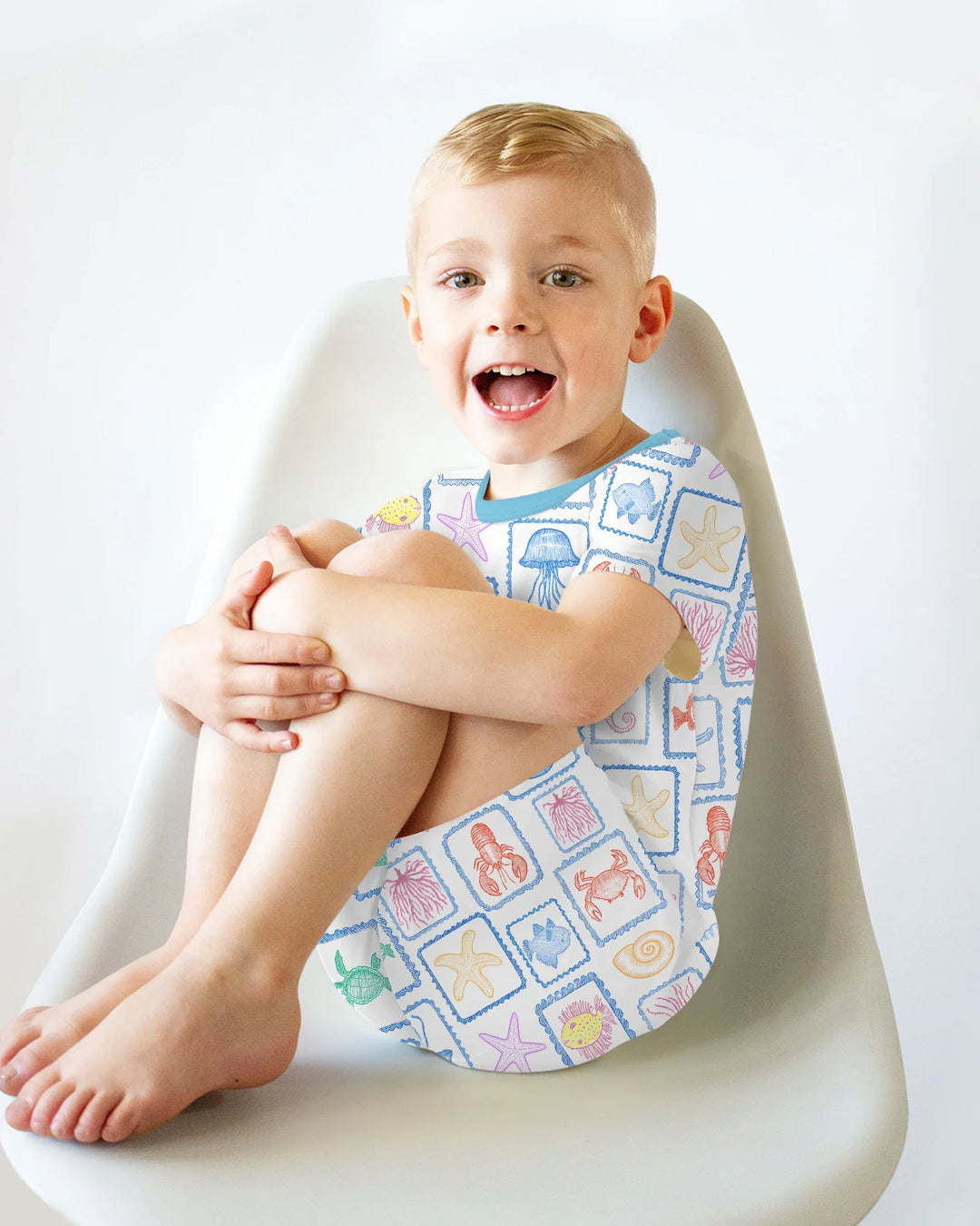 Coastal Treasures Family Matching Bamboo Two Piece Short Sleeve Shorts Pajama Set
