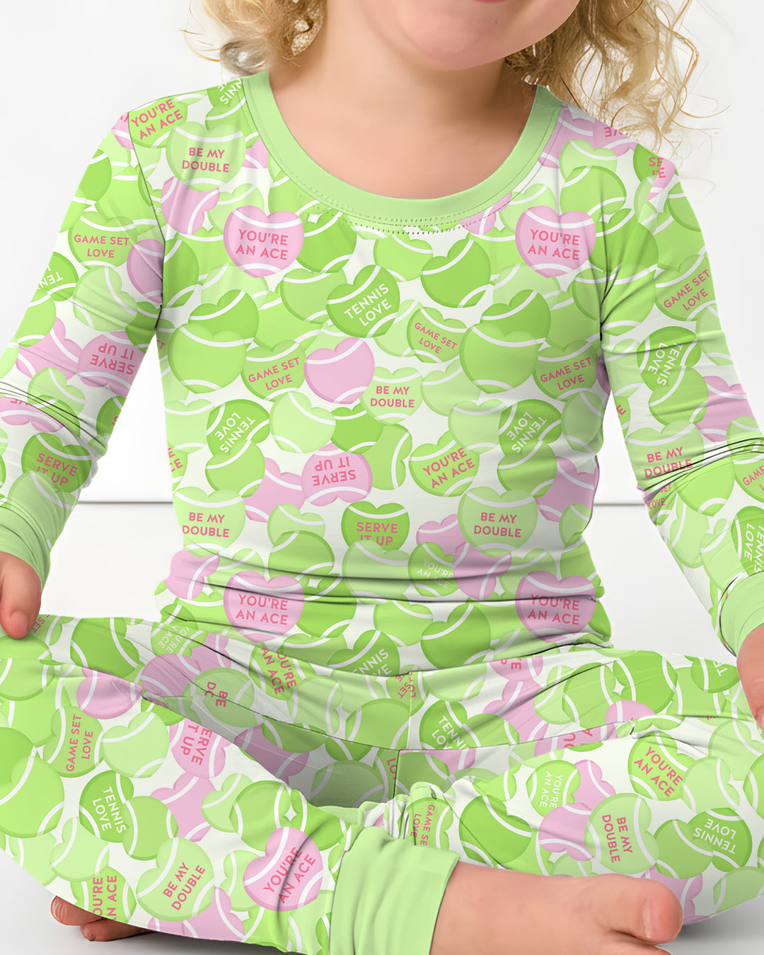 Tennis Candy Family Matching Bamboo Two Piece Long Sleeve Pajama Set