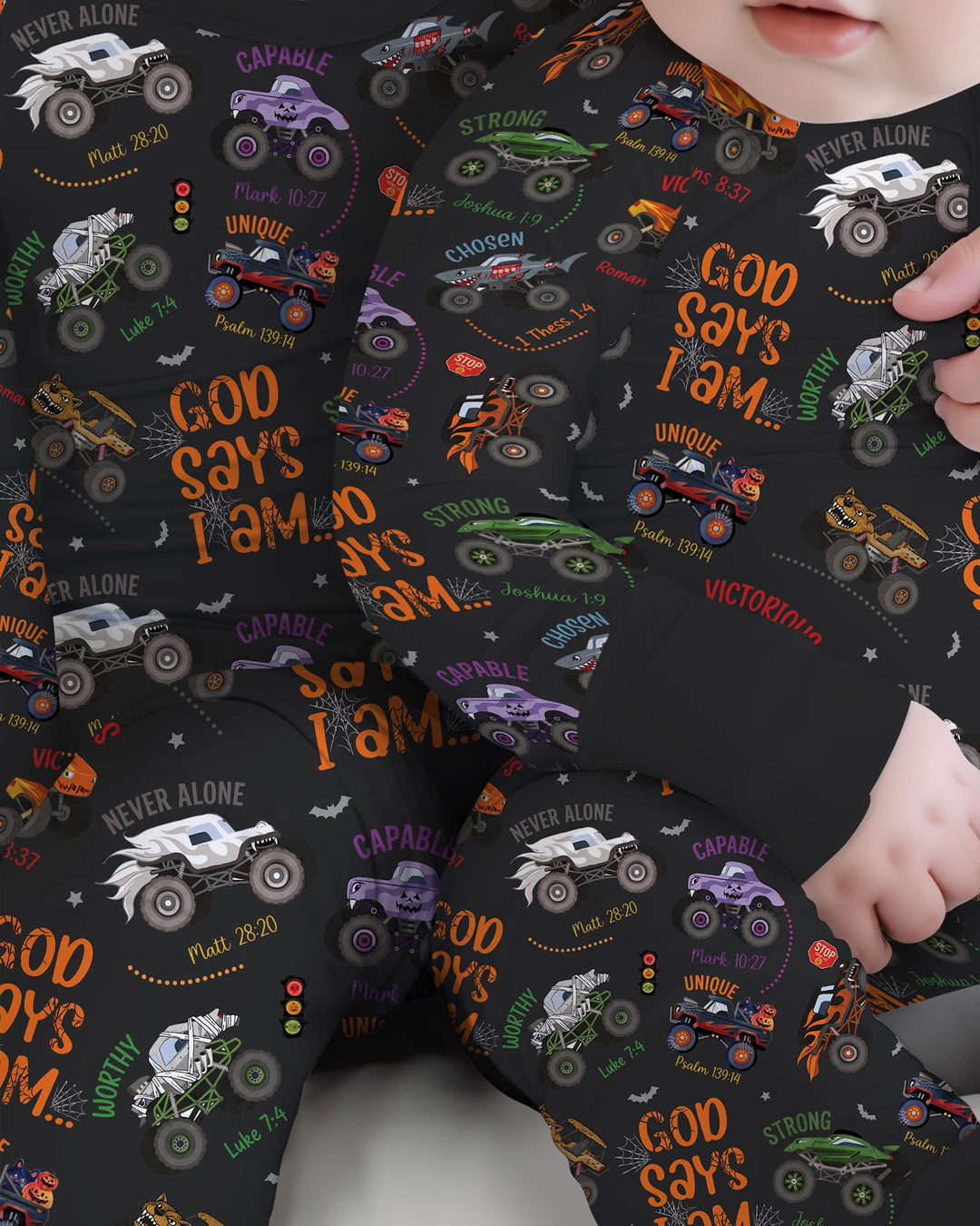 God Says I Am BOY Halloween Monster Truck  Bamboo Convertible Zippy