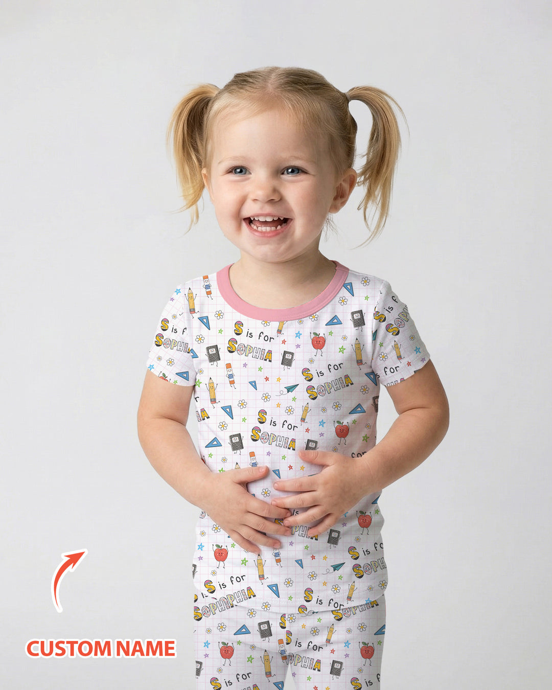 CUSTOM Template Bamboo Two Piece Short Sleeve Pyjamas Set