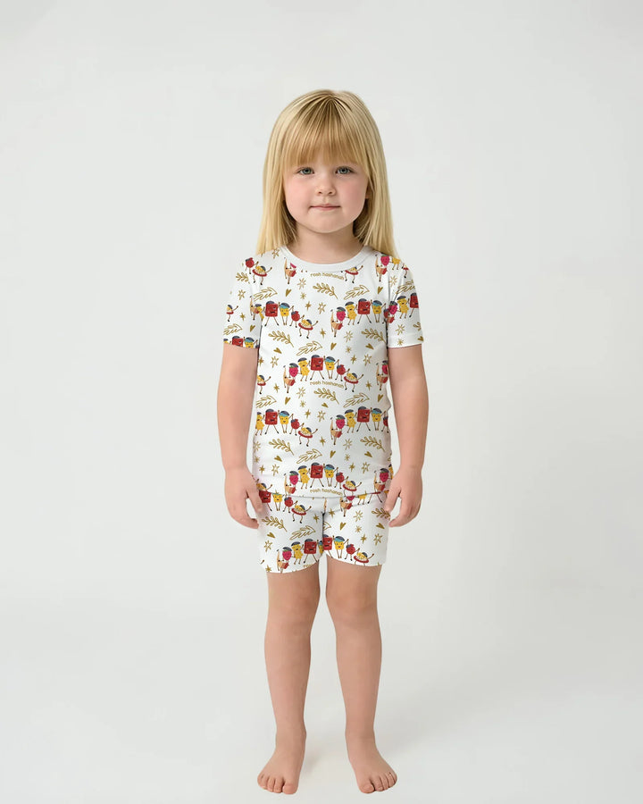 Let's Celebrate Rosh Hashanah Bamboo Two Piece Short Sleeve Shorts Pajama Set