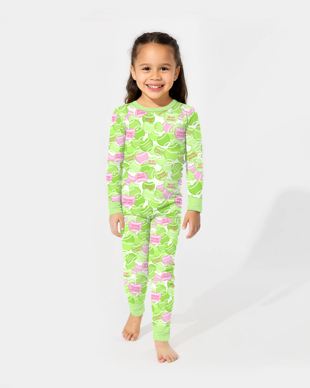 Tennis Candy Family Matching Bamboo Two Piece Long Sleeve Pajama Set