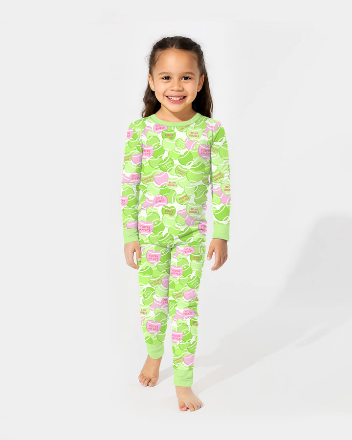 Tennis Candy Family Matching Bamboo Two Piece Long Sleeve Pajama Set