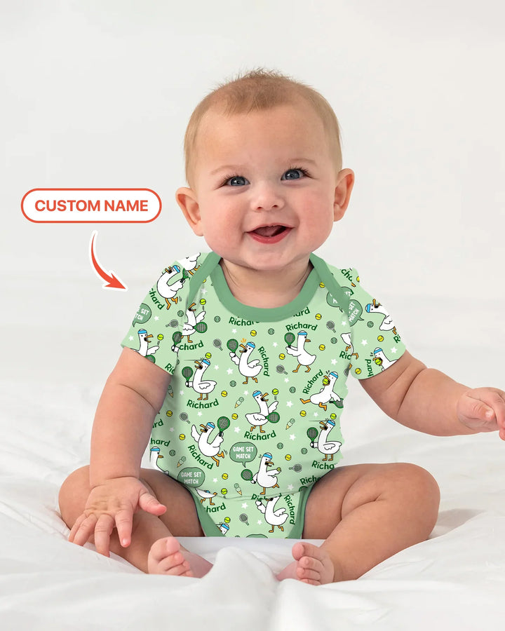 Silly Goose Playing Tennis Bamboo Bodysuit