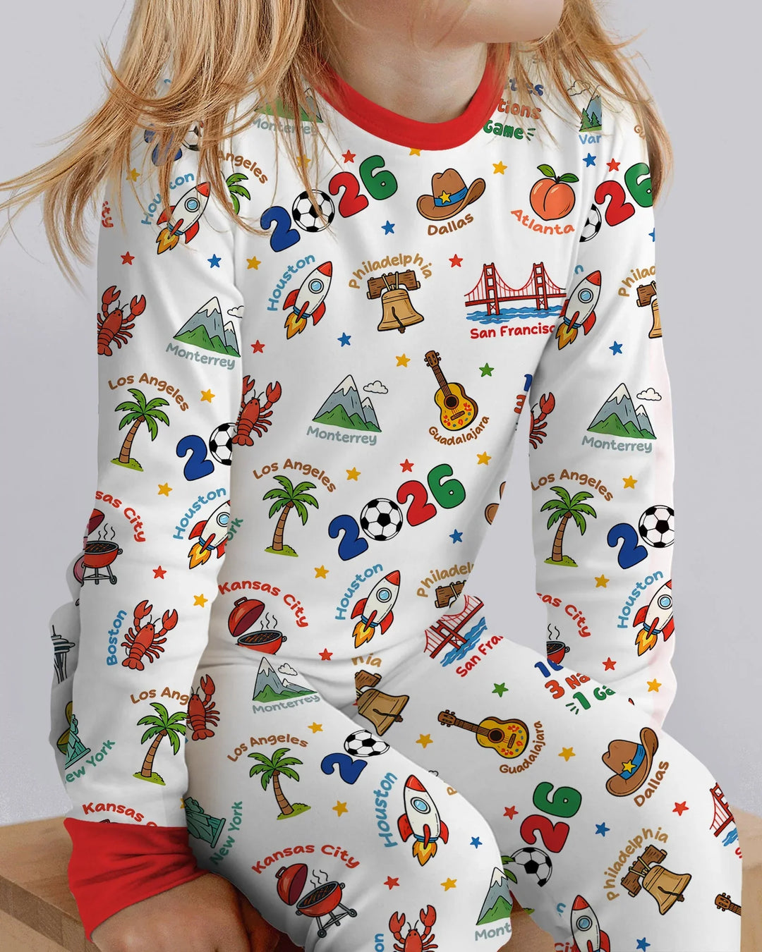 Soccer Cup Host Cities 2026 Bamboo Two Piece Long Sleeve Pajama Set