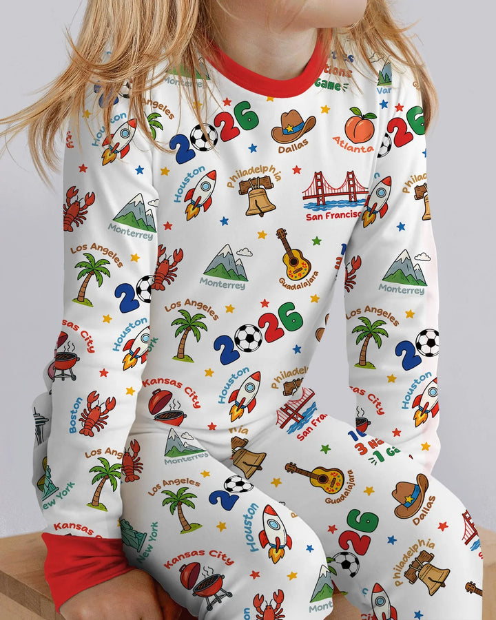 Soccer Cup Host Cities 2026 Bamboo Two Piece Long Sleeve Pajama Set