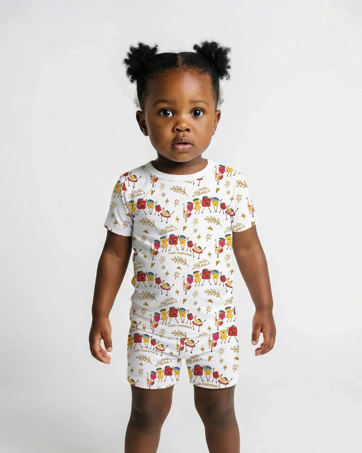 Let's Celebrate Rosh Hashanah Bamboo Two Piece Short Sleeve Shorts Pajama Set