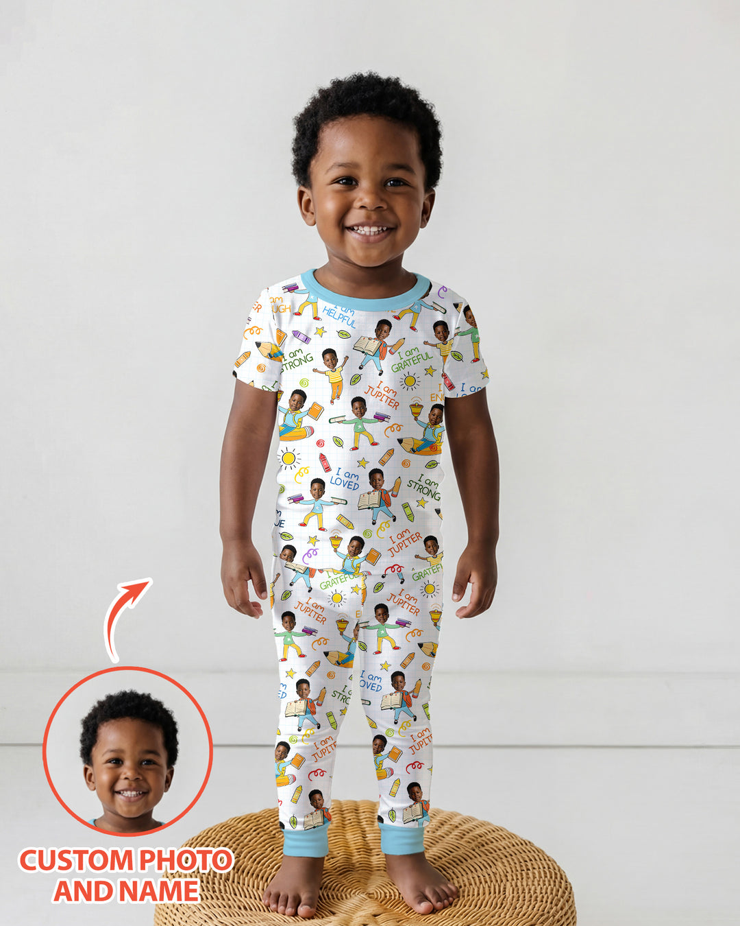 CUSTOM Template Bamboo Two Piece Short Sleeve Pyjamas Set