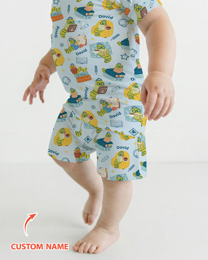 Little Book Worm Family Matching Bamboo Two Piece Short Sleeve Shorts Pajama Set