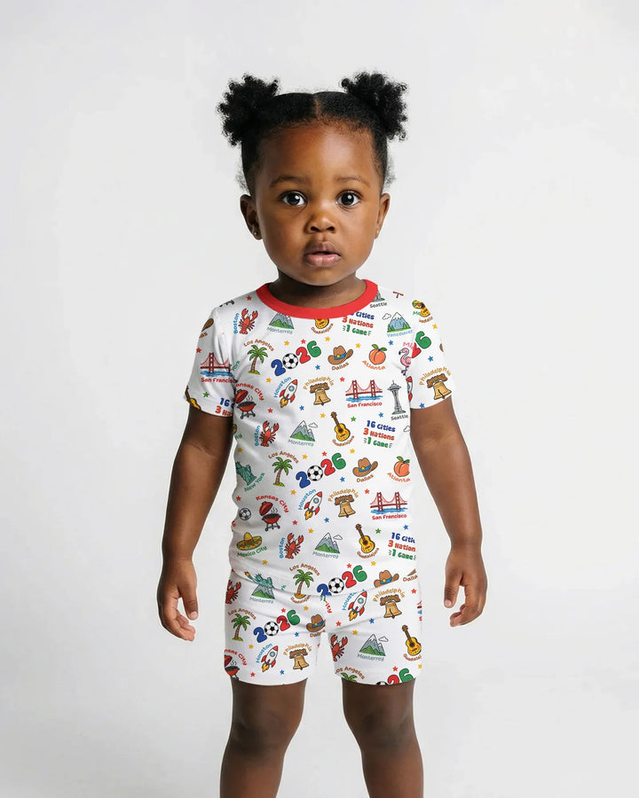 Soccer Cup Host Cities 2026 Bamboo Two Piece Short Sleeve Shorts Pajama Set