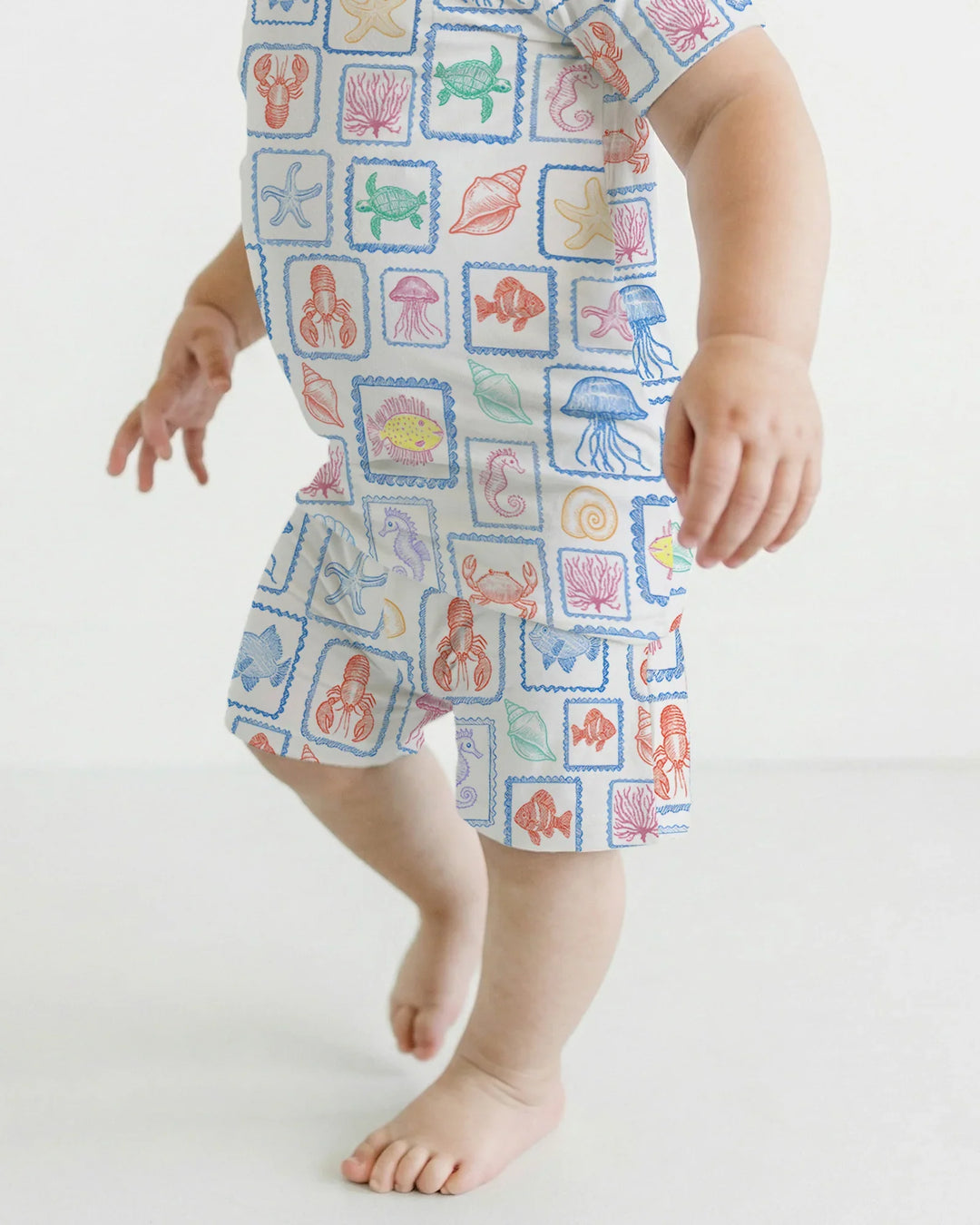 Coastal Treasures Family Matching Bamboo Two Piece Short Sleeve Shorts Pajama Set