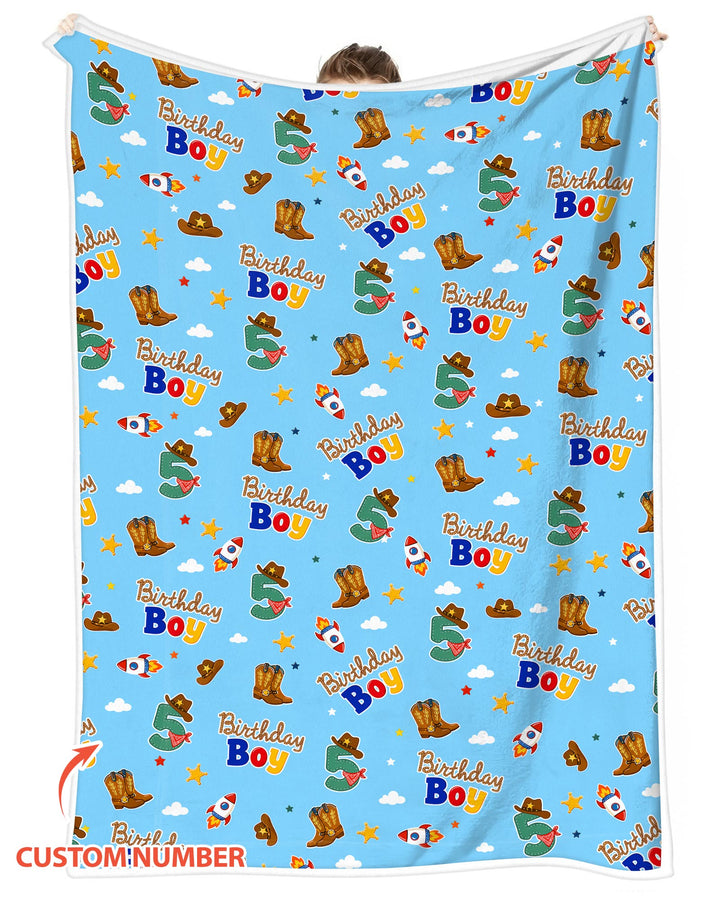 Custom Birthday Western Boy Bamboo Blanket