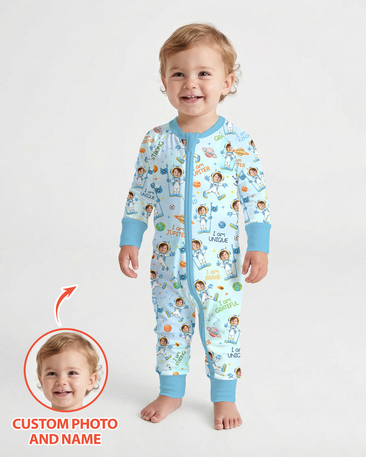 Custom Photo Kid Affirmations I Am Kind Astronaut Bamboo Convertible Zippy
