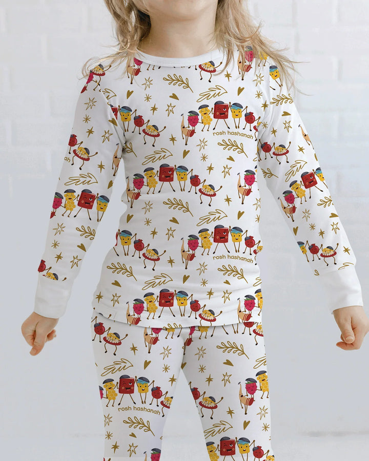 Let's Celebrate Rosh Hashanah Bamboo Two Piece Long Sleeve Pajama Set