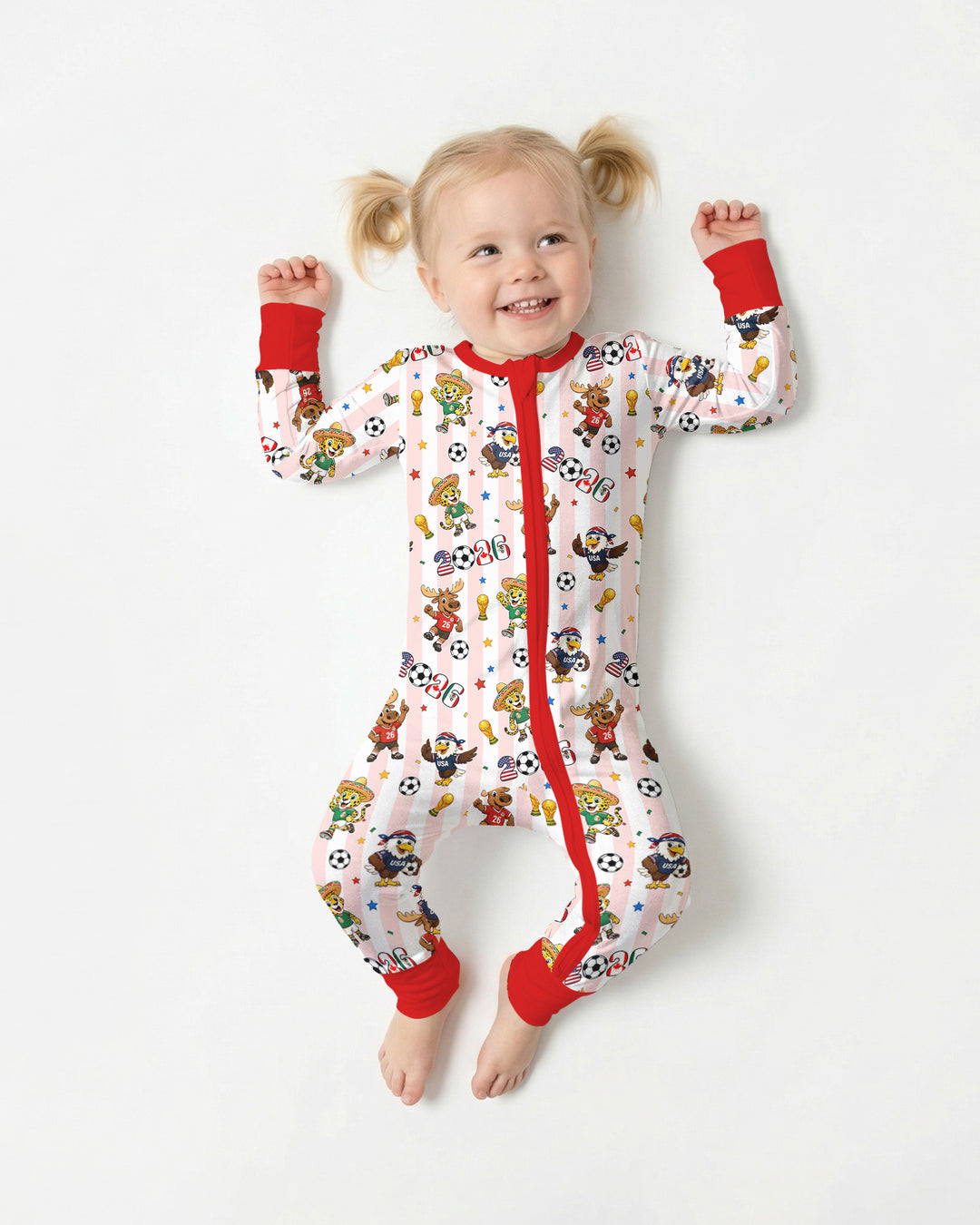 Striped Cute Mascots Soccer Cup 2026 Bamboo Convertible Zippy