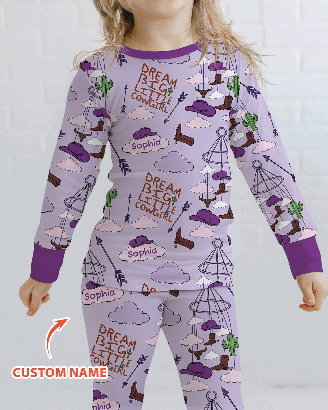 Litlle Cowboy Sis Bro Matching  Bamboo Two Piece Long Sleeve Pajama Set