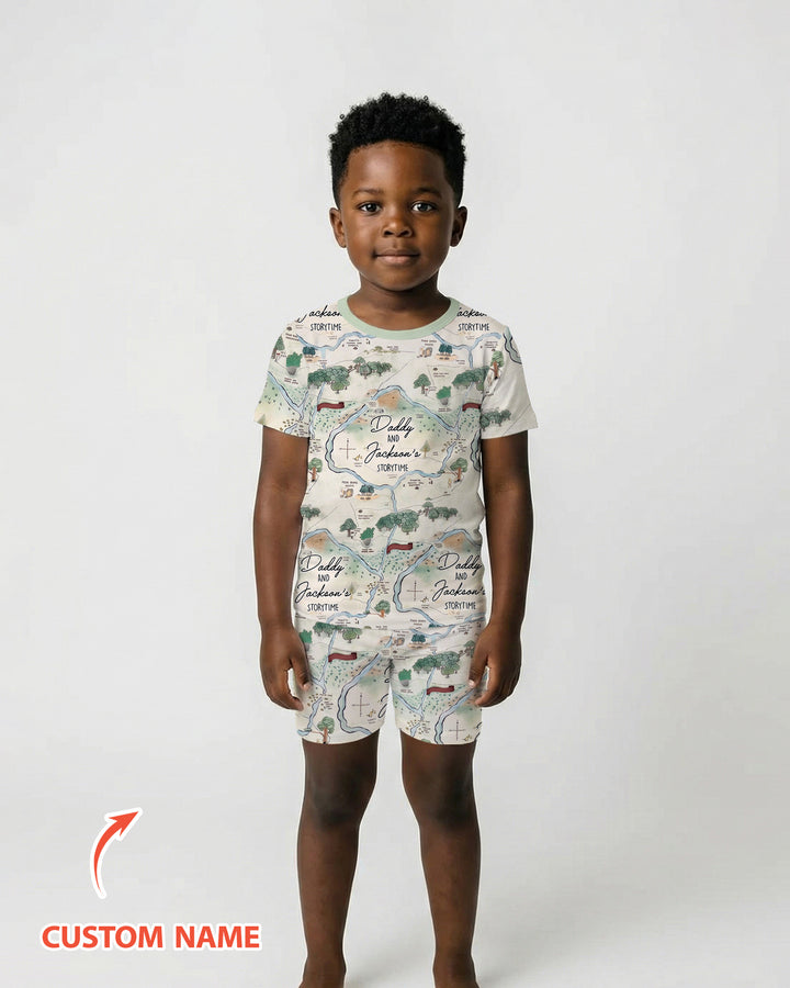 Mommy Daddy And Me Bedtime Story Family Matching Bamboo Two Piece Short Sleeve Shorts Pajama Set