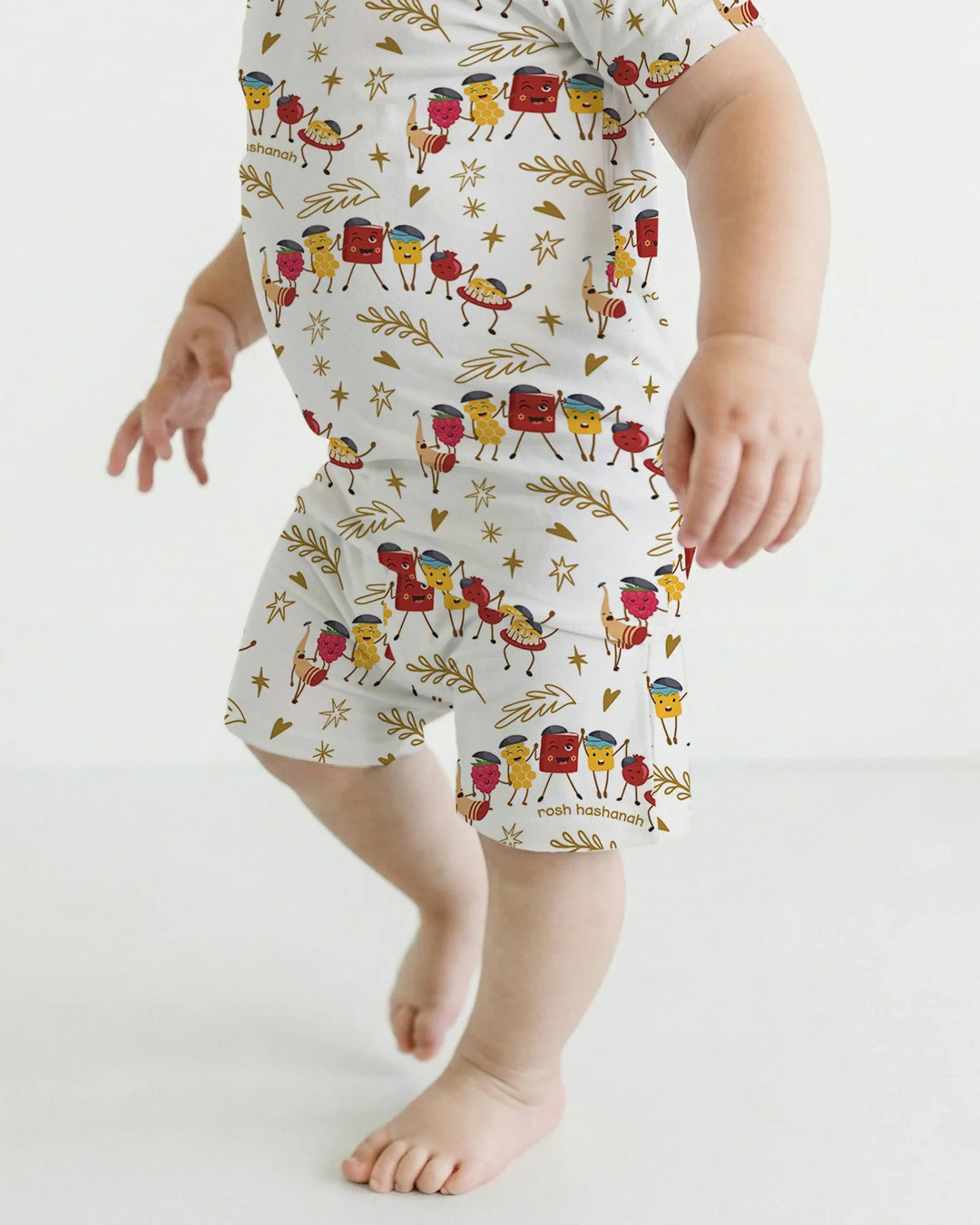 Let's Celebrate Rosh Hashanah Bamboo Two Piece Short Sleeve Shorts Pajama Set