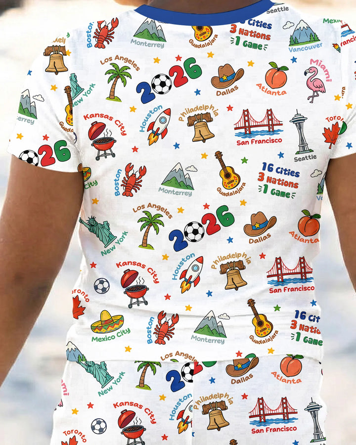 Soccer Cup Host Cities 2026 Bamboo Two Piece Short Sleeve Pajama Set