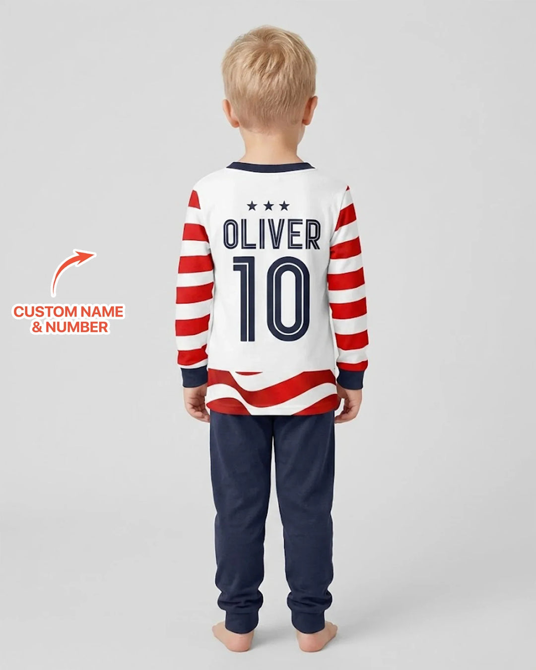 Custom Name USA Spirit Bamboo Two Piece Long Sleeve Pajama Set