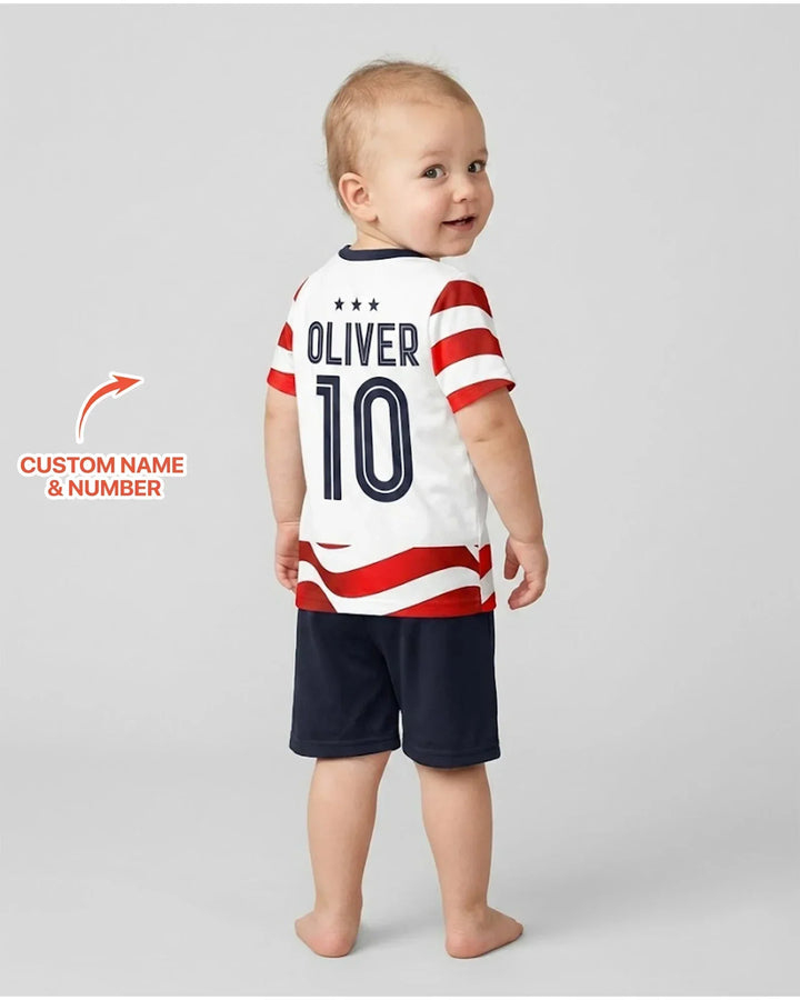 Custom Name USA Spirit Bamboo Two Piece Short Sleeve Shorts Pajama Set