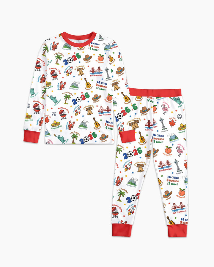 Soccer Cup Host Cities 2026 Bamboo Two Piece Long Sleeve Pajama Set
