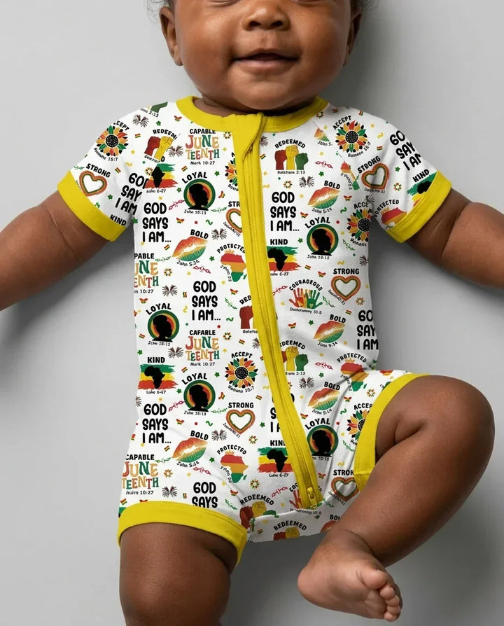 God Says I Am Juneteenth Bamboo Shorty Zippy