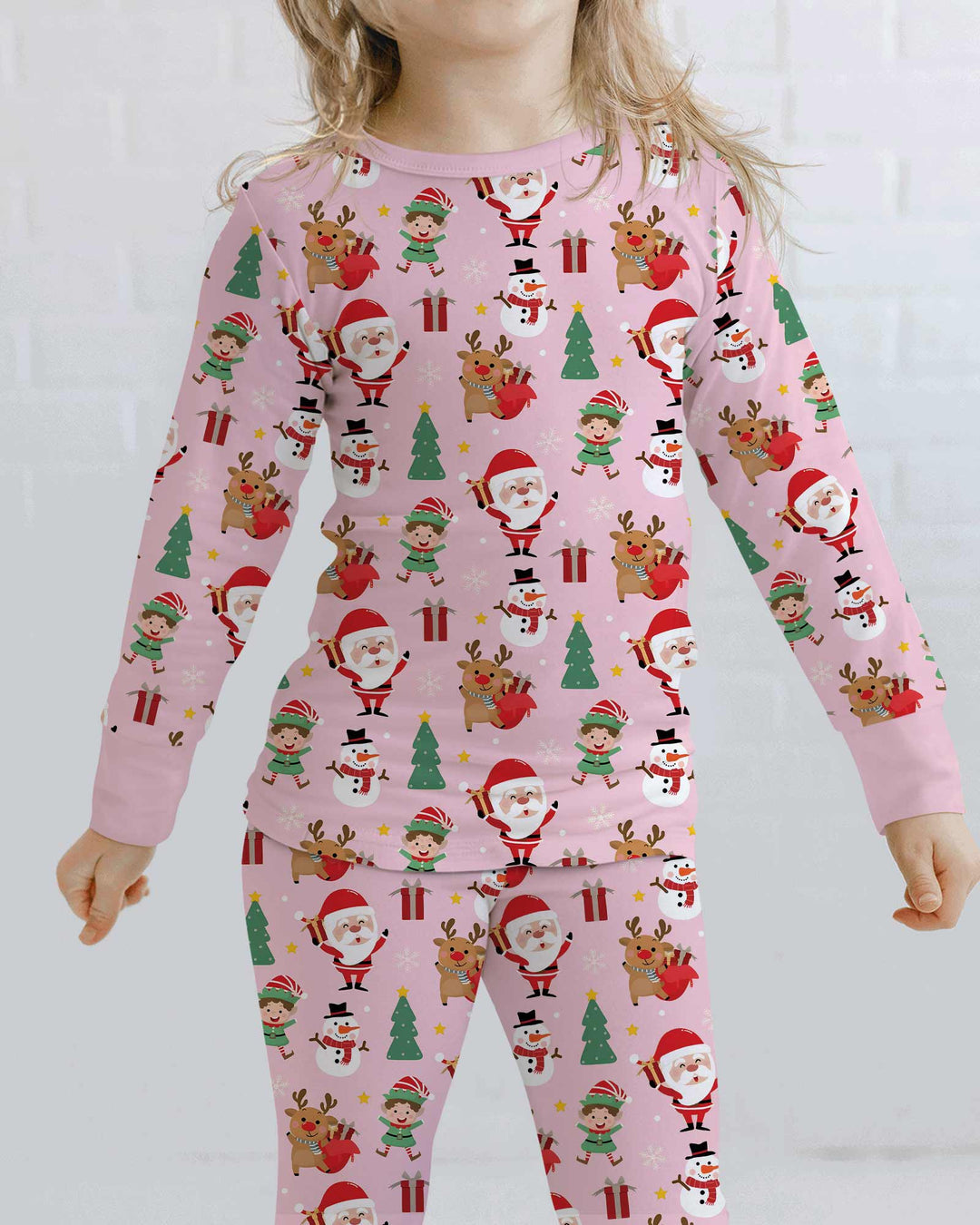 Jolly Holiday Friends Bamboo Two Piece Long Sleeve Pajama Set