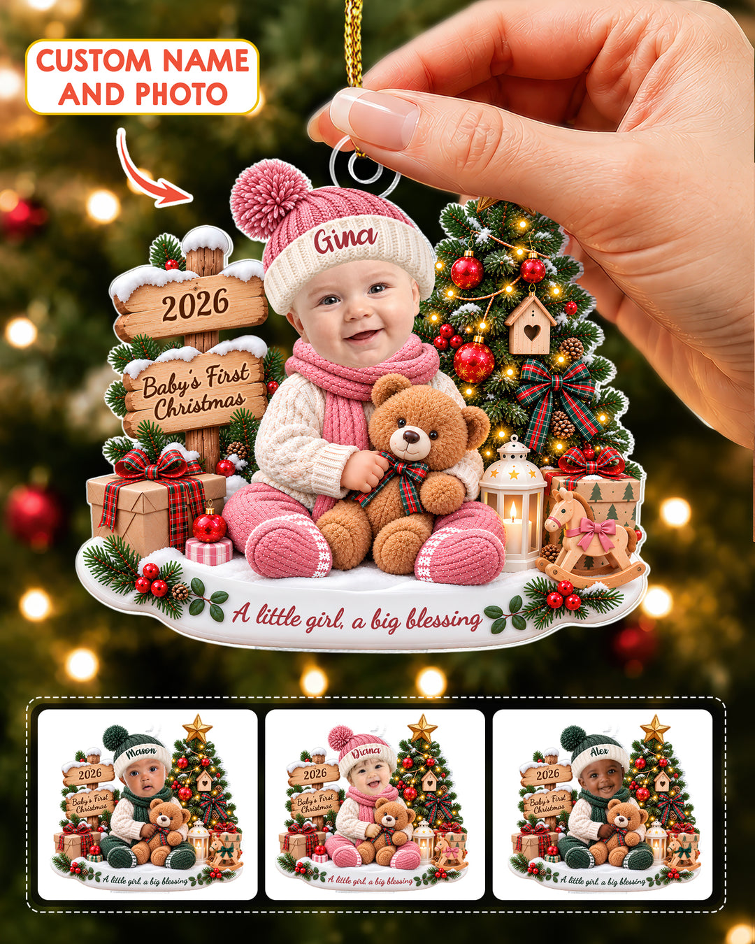 Baby’s First Christmas - Personalized Acrylic Ornament, First Christmas Keepsake, Newborn Baby Gift