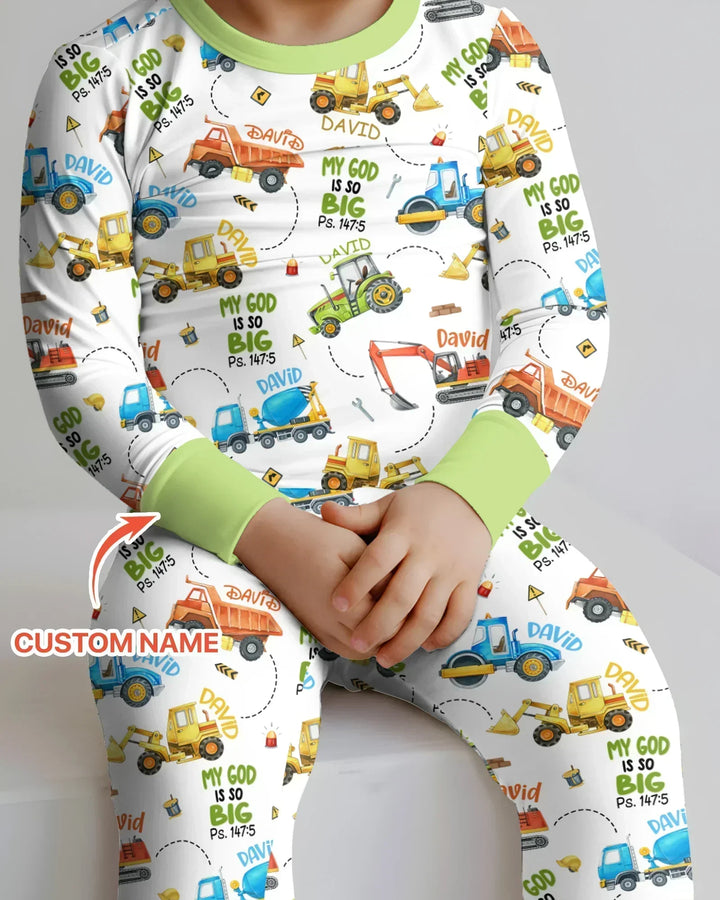 My God Is So Big Custom Name Bamboo Two Piece Long Sleeve Pajama Set