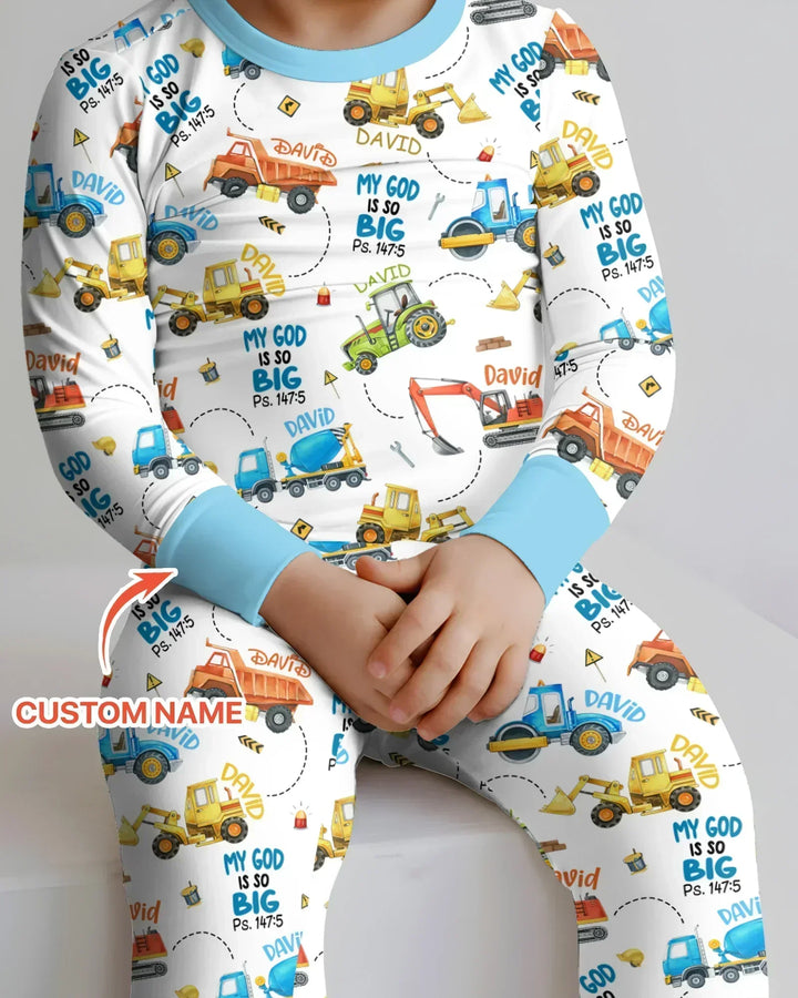 My God Is So Big Custom Name Bamboo Two Piece Long Sleeve Pajama Set
