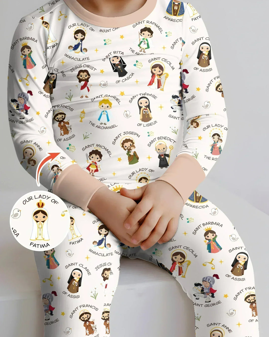 Pray For Us Family Matching Bamboo Two Piece Long Sleeve Pajama Set