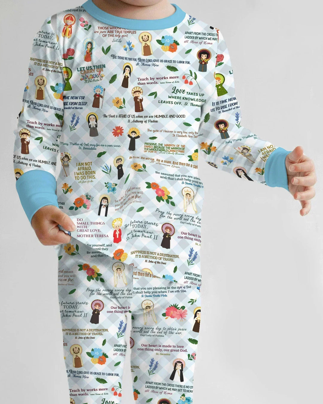Catholic Saint Quotes Bamboo Two Piece Long Sleeve Pajama Set