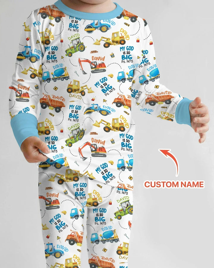My God Is So Big Custom Name Bamboo Two Piece Long Sleeve Pajama Set