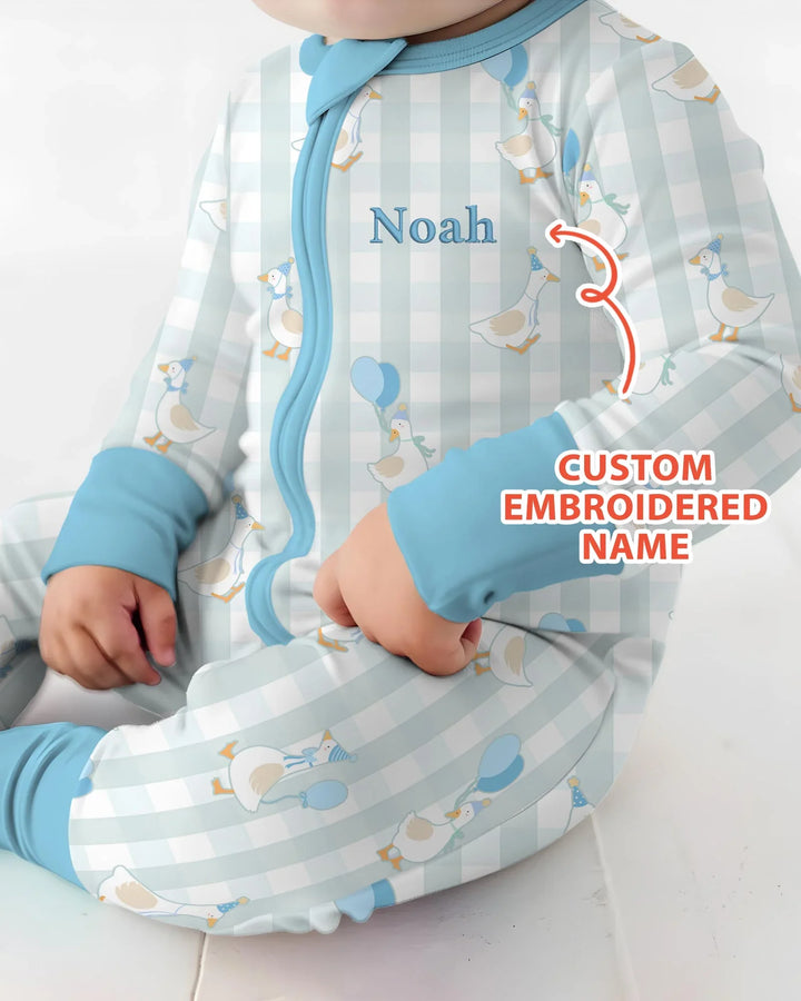 Custom Embroidered Birthday Boy/Girl Baby Bamboo Convertible Zippy