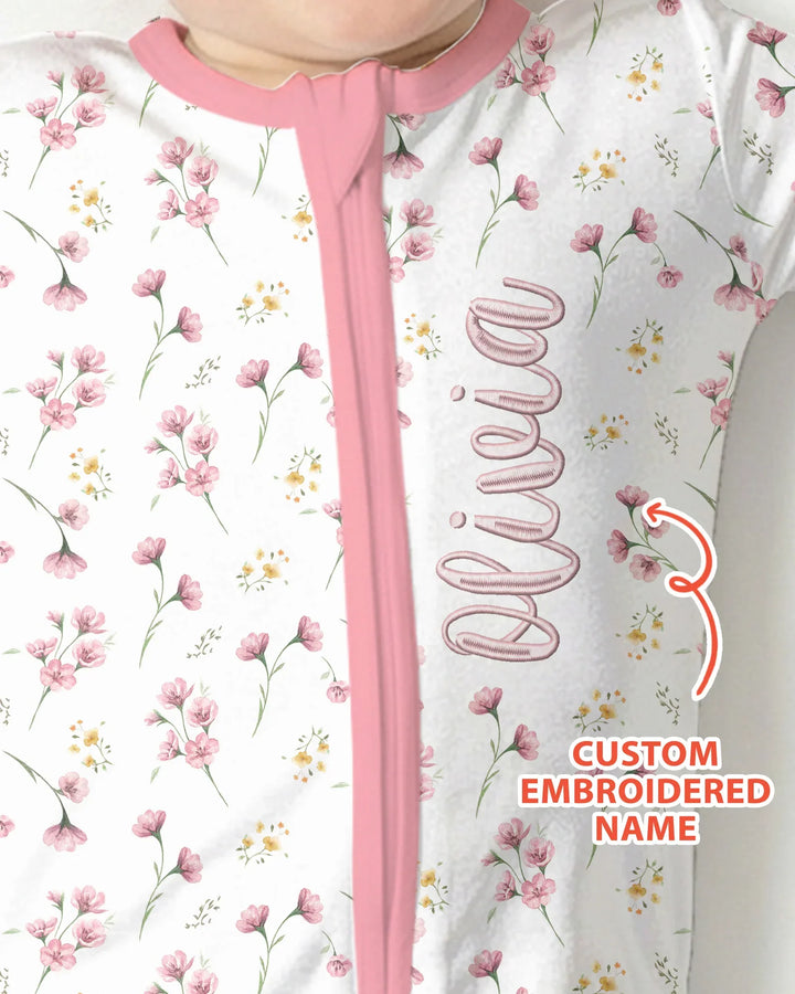 Custom Embroidered Name Floral Whispers Bamboo Convertible Zippy