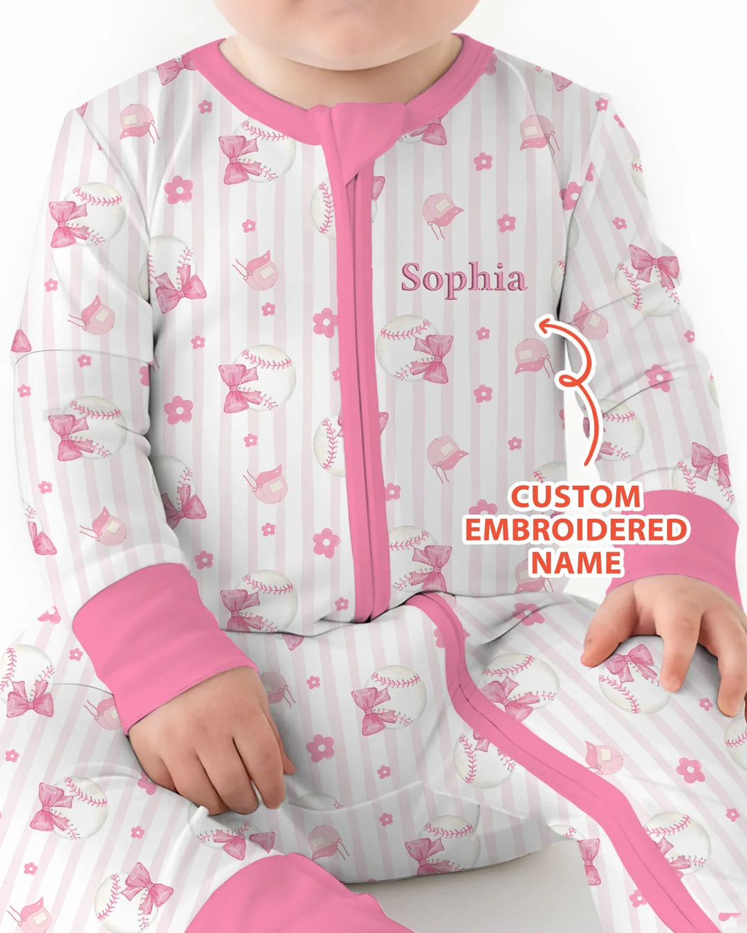 Custom Embroidered Name Baseball Girl Bamboo Convertible Zippy