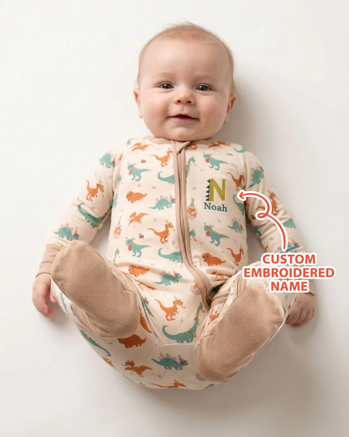 Custom Embroidered Name Dinosaurs Bamboo Convertible Zippy