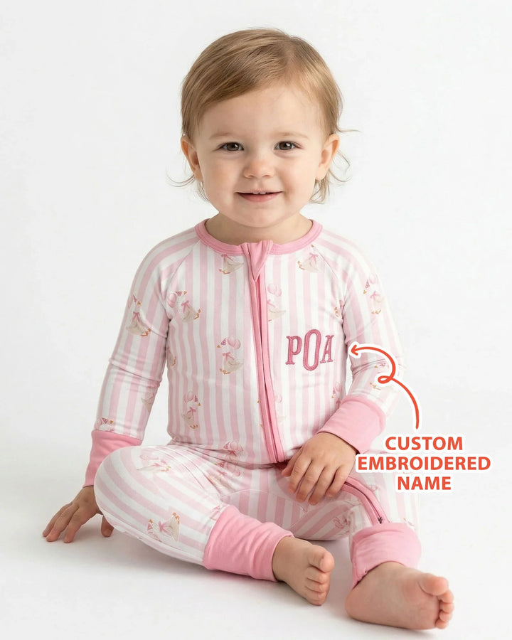 Custom Name Embroidered Birthday Girl  Bamboo Convertible Zippy
