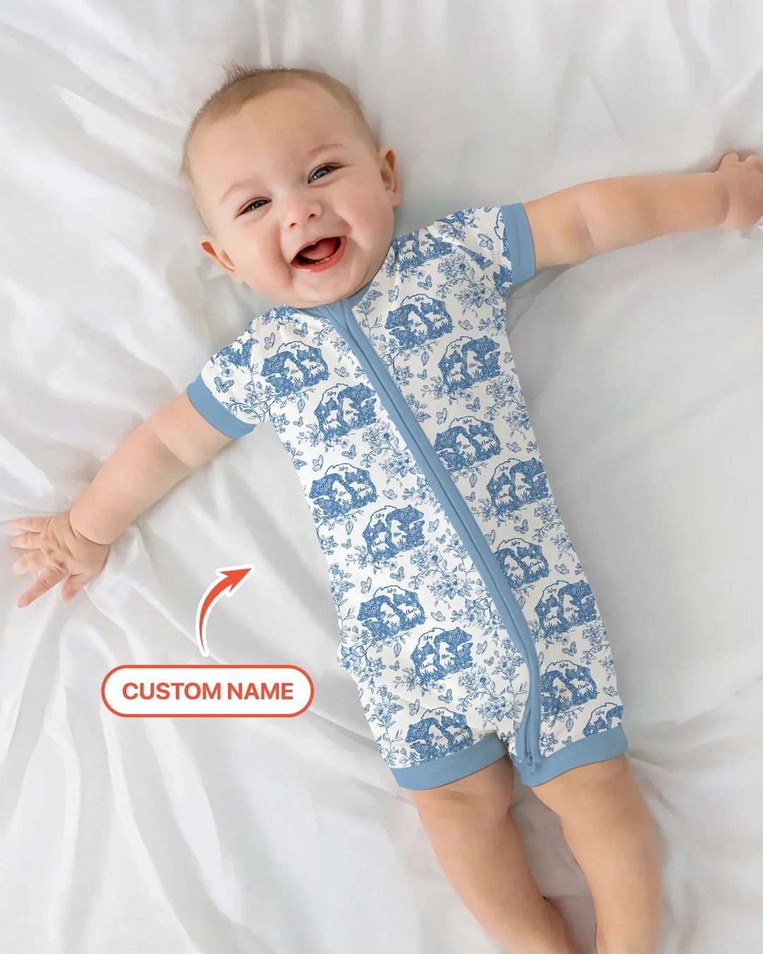 Custom Name Mama Bear Toile Bamboo Shorty Zippy