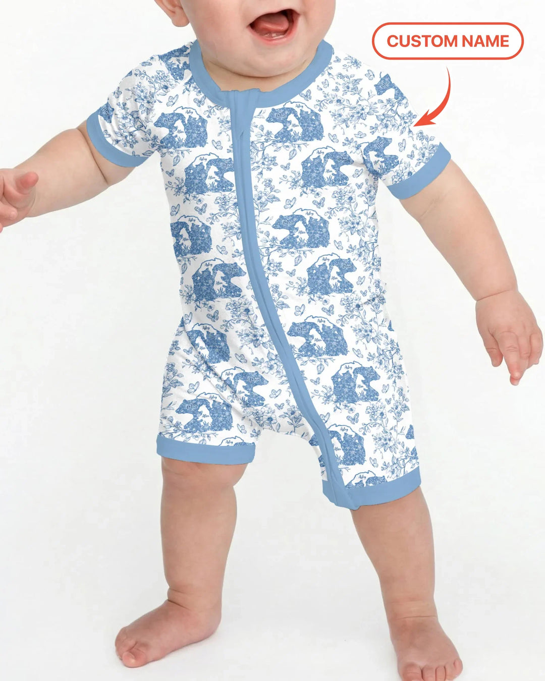 Custom Name Mama Bear Toile Bamboo Shorty Zippy