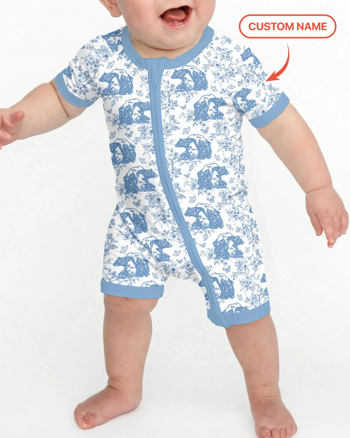 Custom Name Mama Bear Toile Bamboo Shorty Zippy